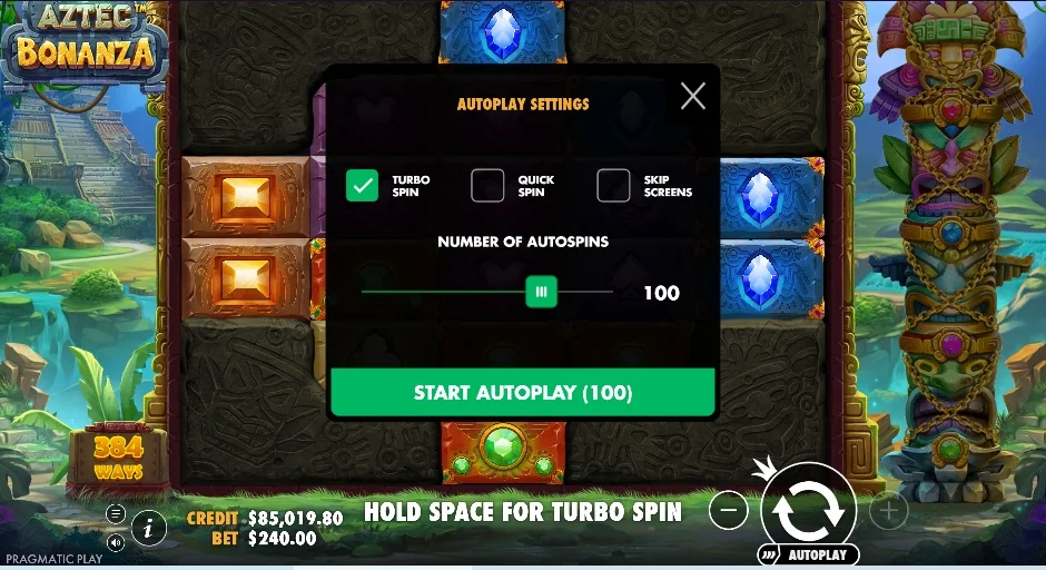 View autoplay settings panel