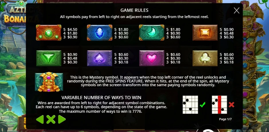 View mystery symbol rules.